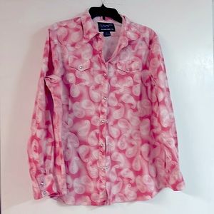 Wrangler Western shirt pink Paisley snaps